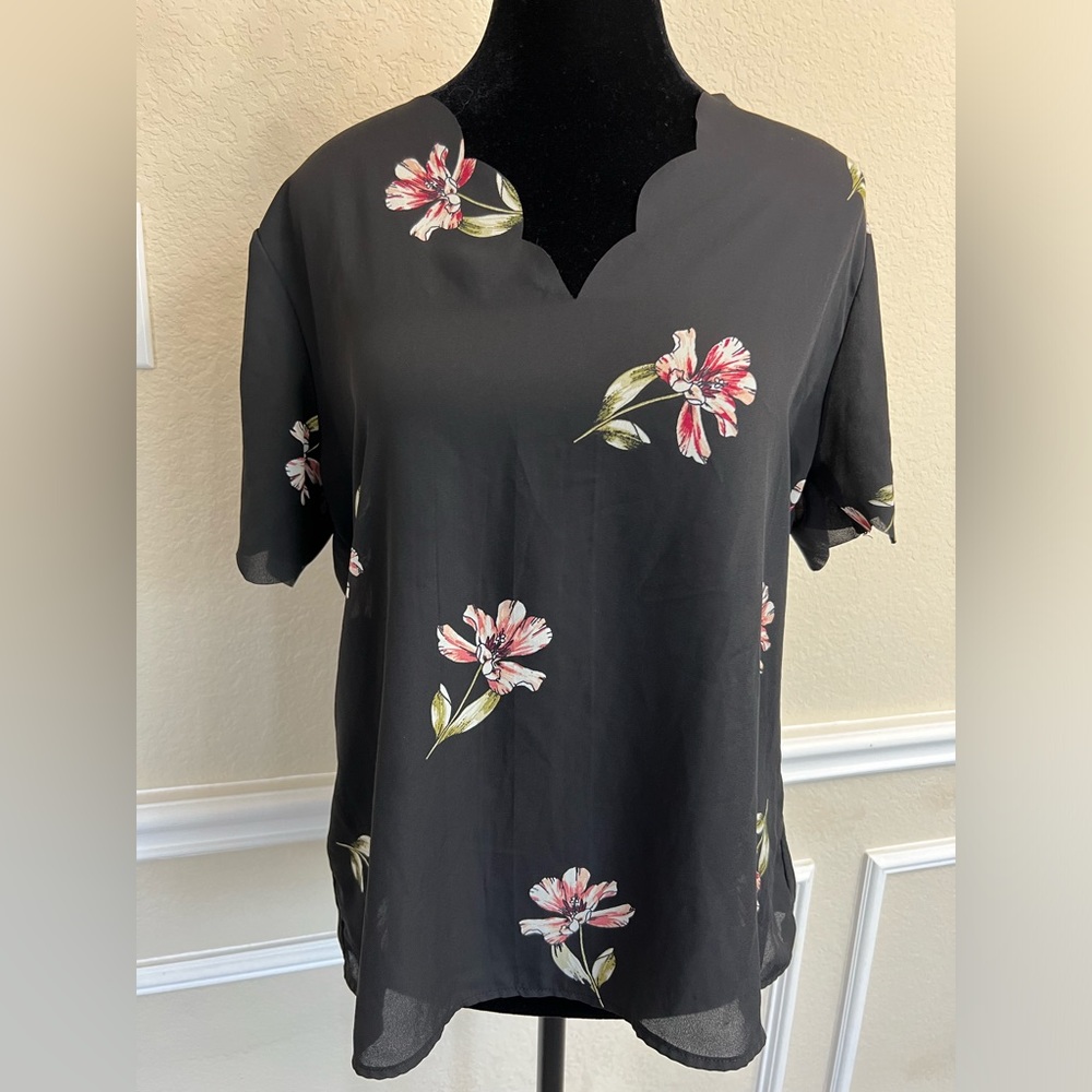 Floral Black Women's Top
